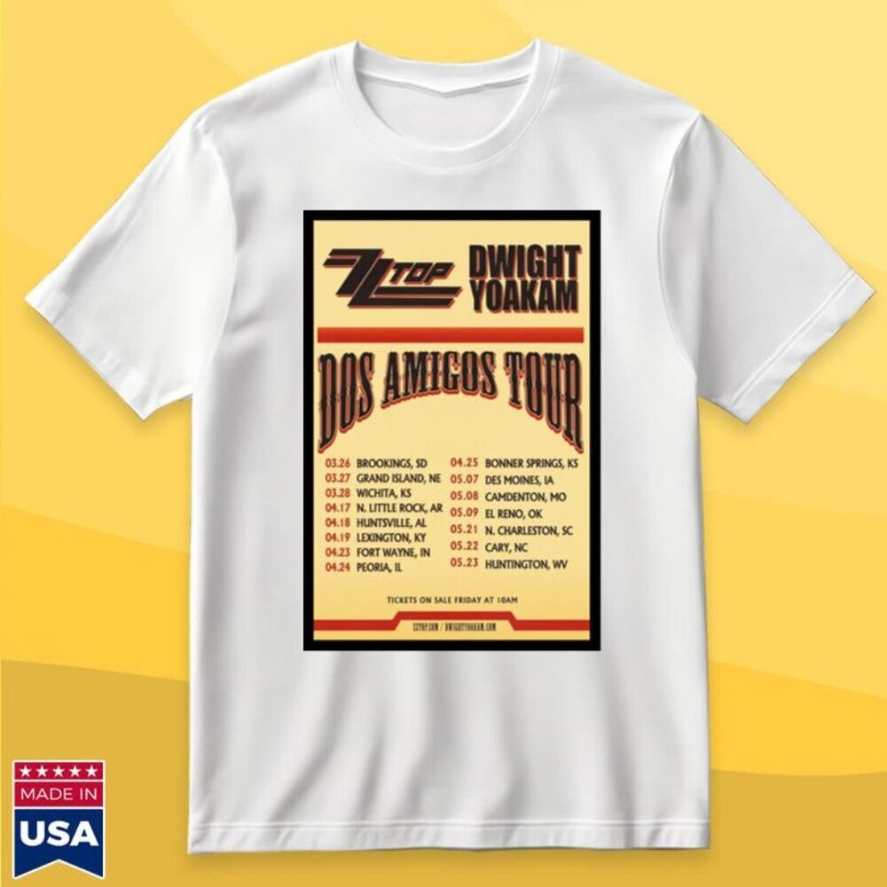 ZZ Top Dwight Yoakam Dos Amigos Tour 2026 Unisex T Shirt 165